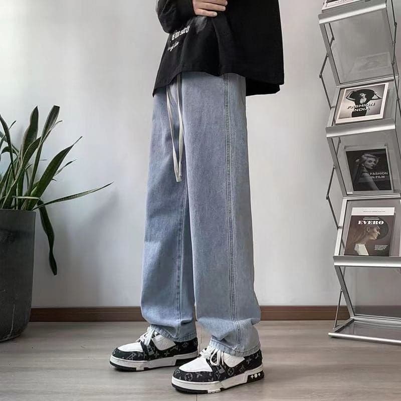 Thin Jeans Light Color Men'S Straight Ins Trendy Brand Men'S High Street Loose New Wide Leg Pants Long Pants Tall