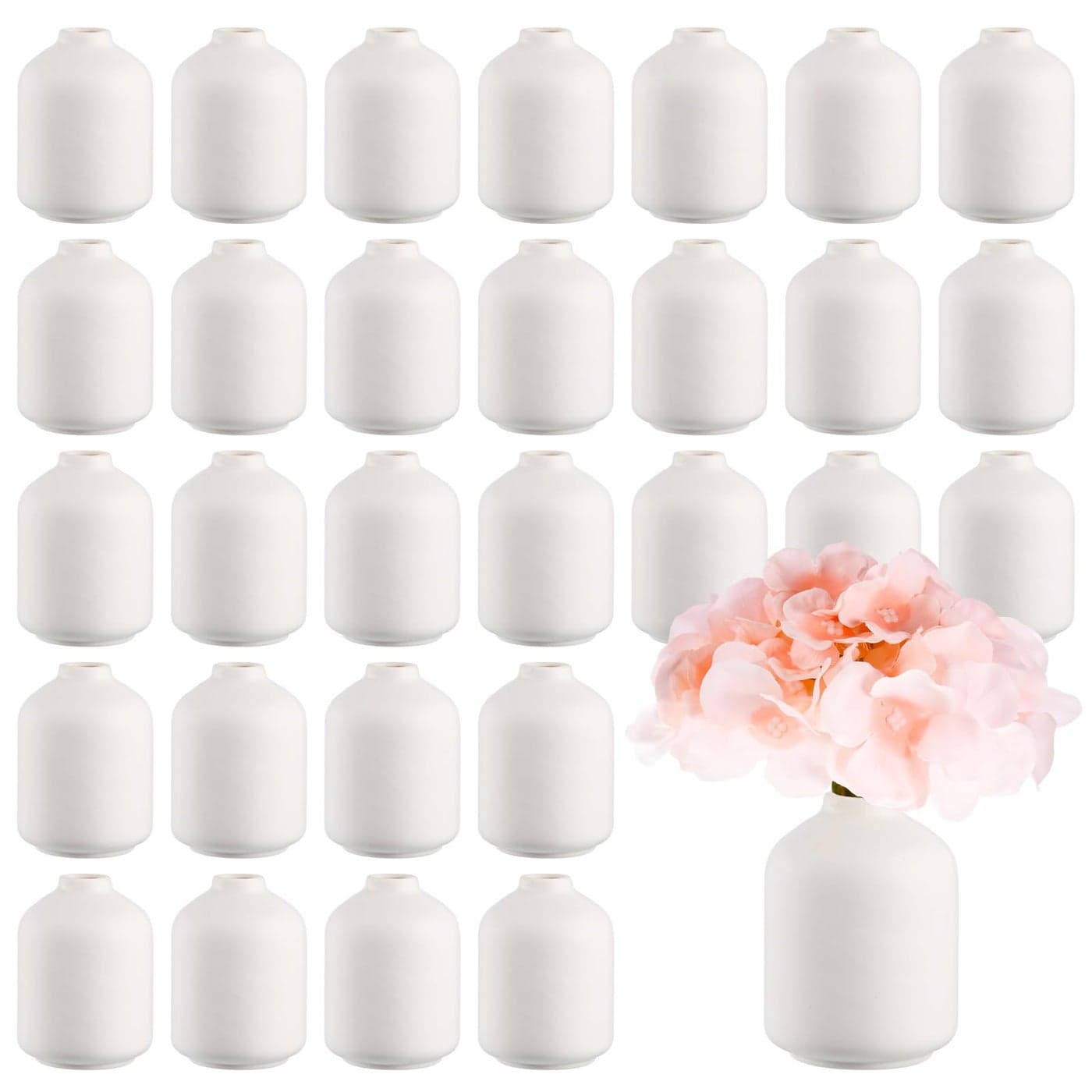 Tioncy 30 Set 3 92 76 White Ceramic Bud Vases Bulk Boho Wedding Centerpieces White Ceramic Vases for Dry Flowers Pampas Grass Home DIY Wedding Table Decor Stylish