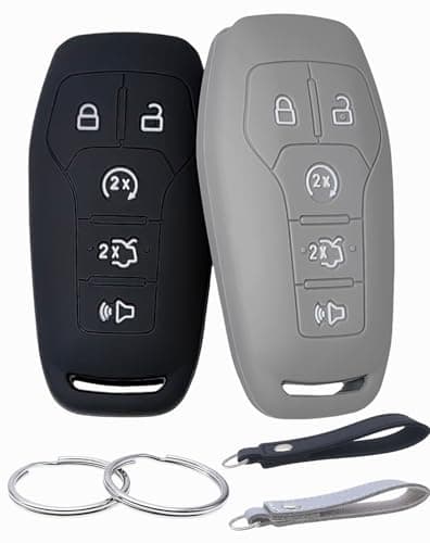 REPROTECTING Silicone Rubber Key Fob Cover Compatible with 20132018 Ford Edge Explorer F150 F250 Super Duty F350 Super Duty Fusion Mustang Lincoln MKX BlackGrey