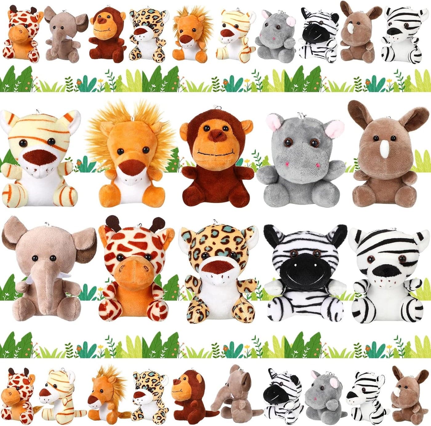 Leitee 10 Pieces Mini Safari Stuffed Animals Bulk 48 Inch Small Jungle Animal Toys Lion Tiger Elephant Giraffe for Animal Themed Parties Classroom Goodie Bag Student Award Easter Gifts 10 Styles