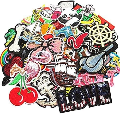 Dandan DIY Random 40pcs Assorted Styles Embroidered Patch Sew OnIron On Patch Applique Clothes Dress Plant Hat Jeans Sewing Flowers Applique DIY Accessory 40