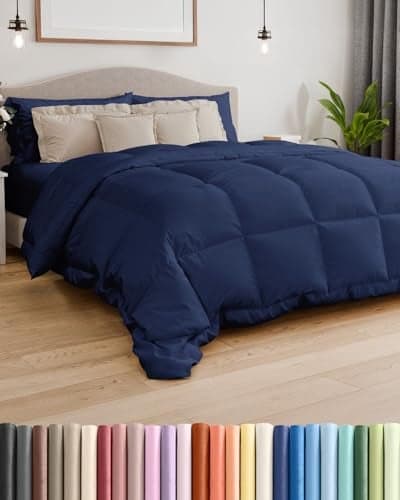 Twin Size, Navy Blue Alternative Down Comforter - Warm, Lightweight & Breathable Hotel Quality Bedding Set for Men, Women, Kids & Teens - All Season Oversized Cooling Microfiber Duvet Insert Comforter