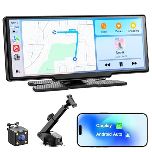 Avylet 8.1'' Wireless Apple Carplay Screen for Car, Android Auto with Backup Camera, Portable Car Stereo Touchscreen with OTA/GPS Navigation/Mirror Link/Voice Control/Bluetooth/AUX/FM/WiFi