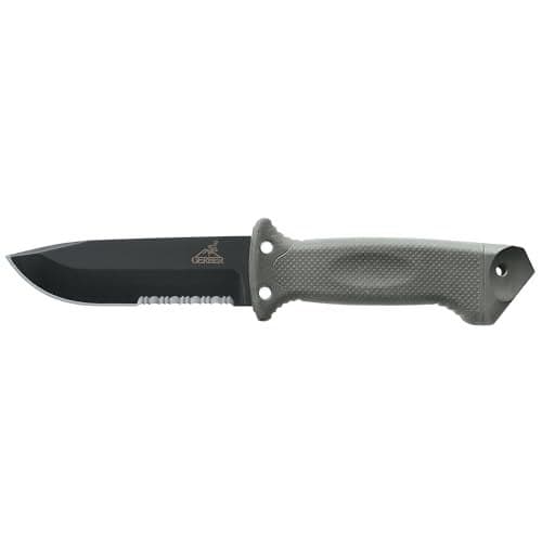 Gerber Gear LMF II Infantry Survival Knife, Military Grade Tactical Fixed Blade with Serrated Edge, Shock Absorbing Handle, Molle Sheath and Sharpener, Green