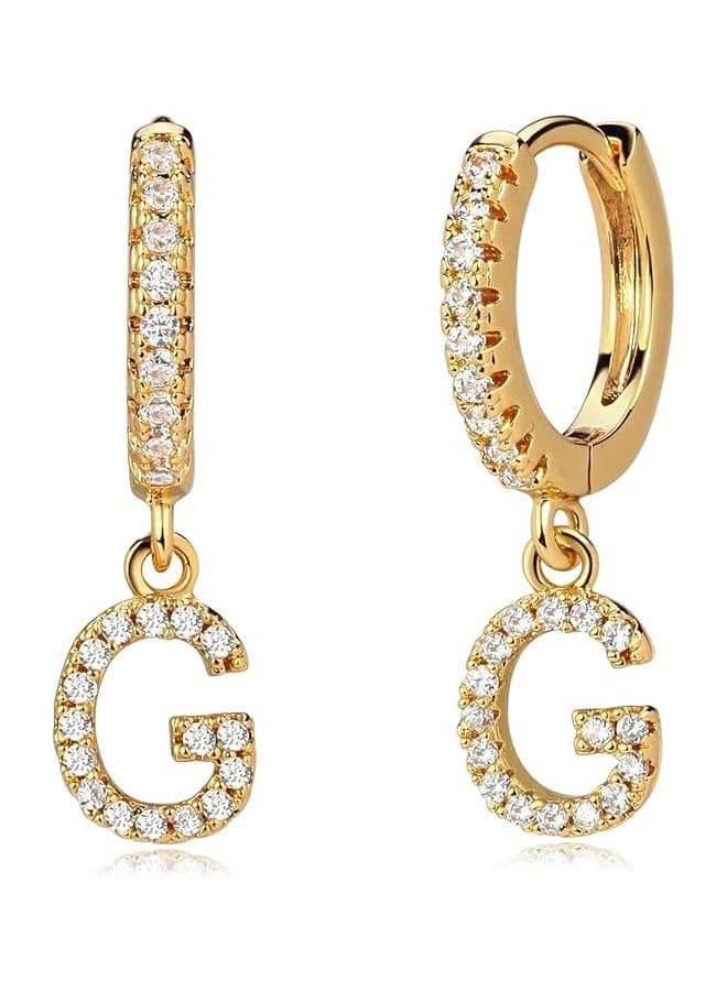 Women Huggie Hoop Earrings Gold Initial A-Z Dangle Drop Cubic Zirconia 14K Gold Filled Small Simple Hypoallergenic Personalized Jewelry - 26 Letters