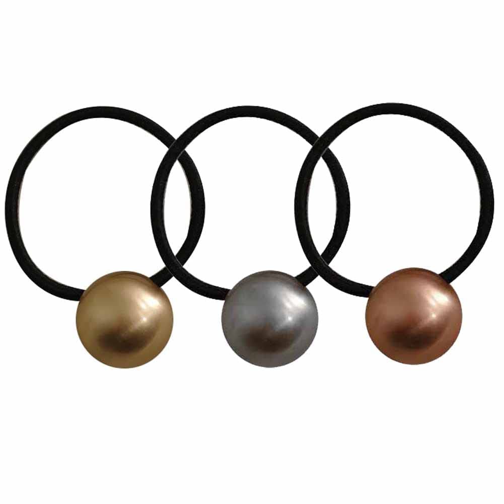 3 Pcs Metal Ball Hair Ties Elastic Hair Bands Simple Round Ball Hair Ropes Ponytail Holder Hair Accessories for Women and Girls
