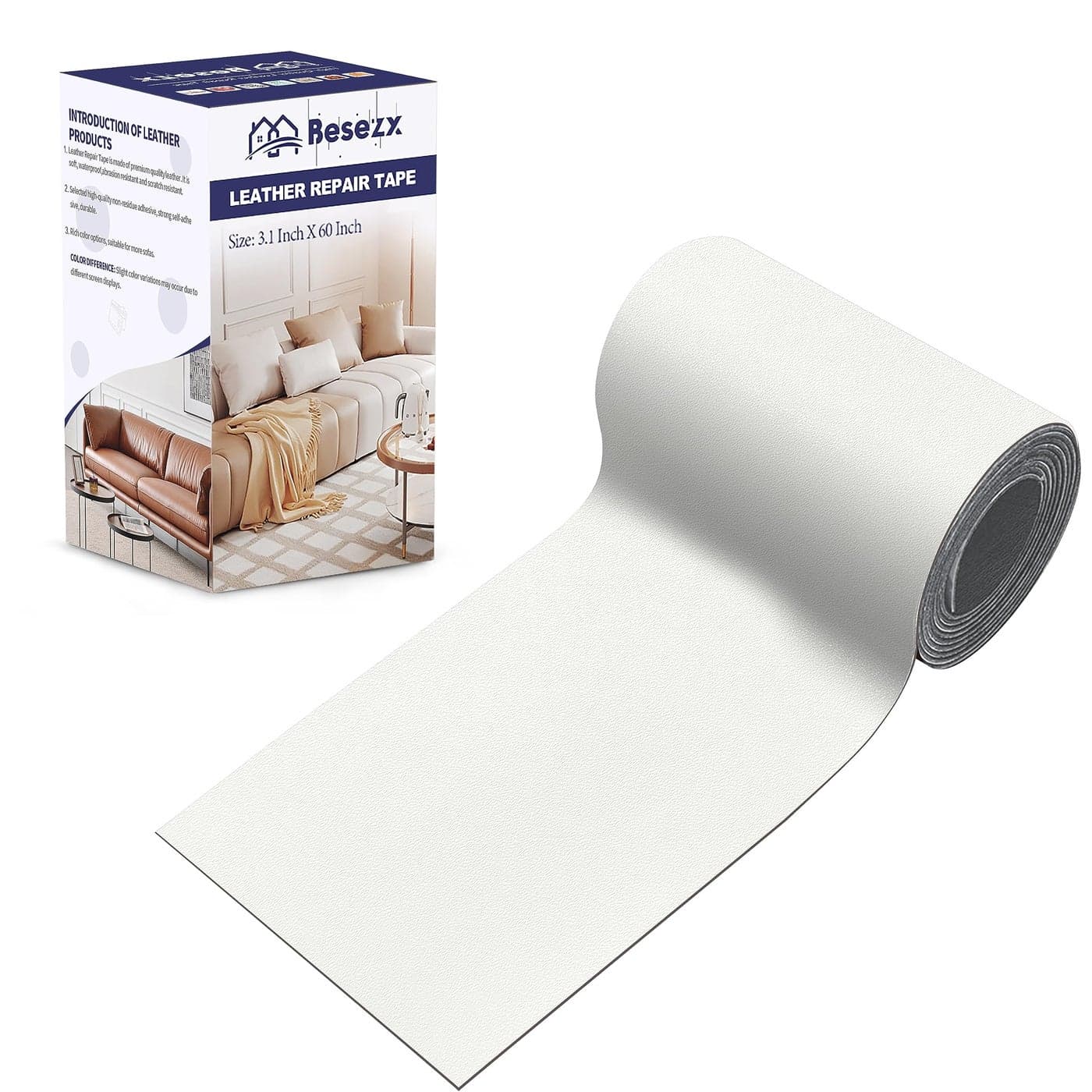 Besezx Leather Repair Patch Tape Kit Self Adhesive Leather Repair for Furniture Couch Sofa Car SeatsOffice ChairVinyl Repair Kit31inx60in