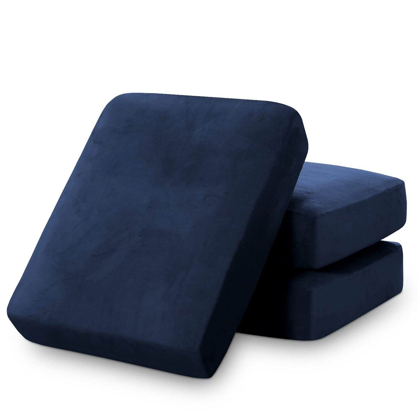 PrinceDeco Couch Cushion Covers Stretch Washable Sofa Cushion Cover Fitted Sofa Slipcover Velvet Fabric NonSlip Furniture Protector for DogPets Kid Each Width Up to 295 Navy