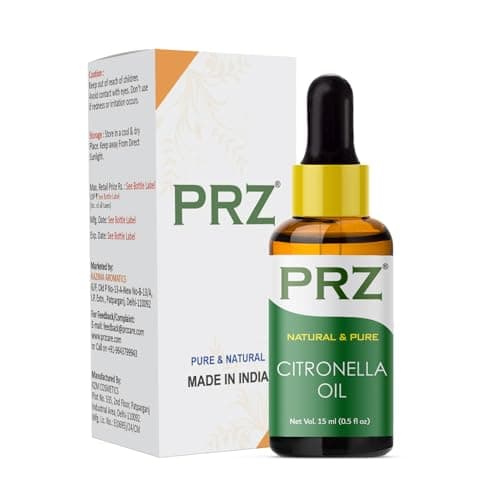 PRZ Citronella Essential Oil - Pure Natural & Therapeutic Grade Oil for Aromatherapy Body Massage, Skin Care & Hair Care, 15 ml