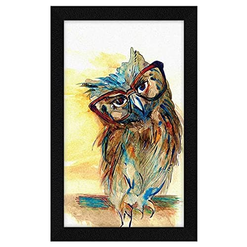 ArtX Paper Owl The Wiser Bird Natural Wall Art Painting, Multicolor, Wildlife, 8.5X13 in, Set of 1