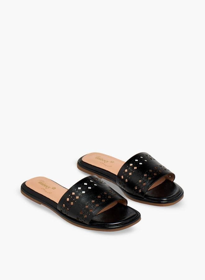 Girls Perforated Slide Sandals — 37