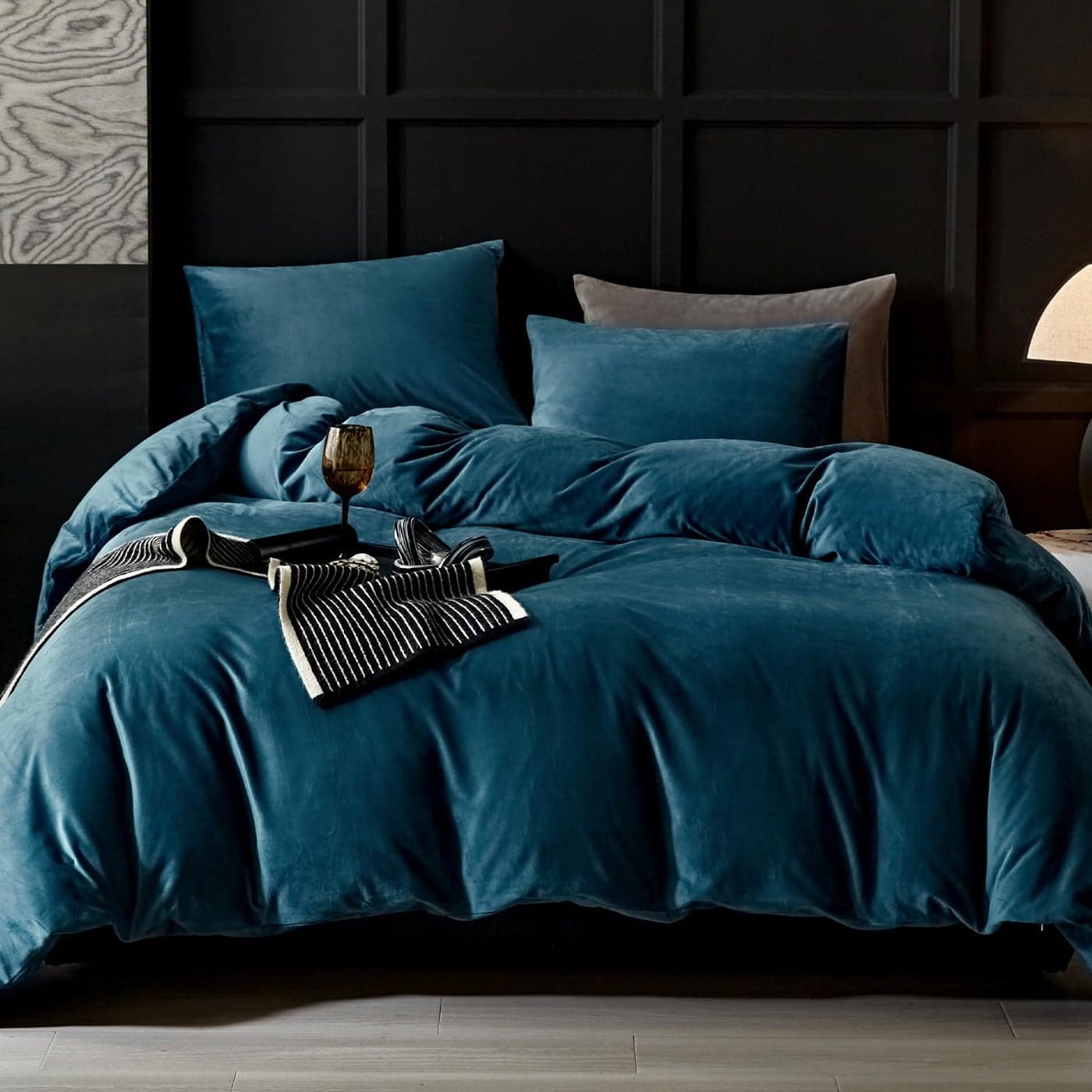 WARMDERN Blue Flannel Velvet Duvet Cover King Size Duvet Cover Bedding Sets 3pcs Ultra Soft Luxury Textured Modern Crystal Velvet Duvet Covers with Zipper ClosureBlue King