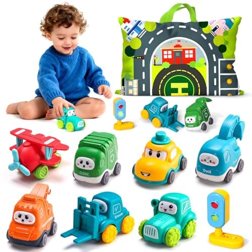 ALASOU 8 PCS Baby Cranes Car Toys for 1 Year Old Boy with PlaymatStorage Bag1st Birthday Gift Easter Basket Stuffers for Toddler Toys 12Baby Toys 1 Year Old Boy Gifts for Infant 12 18 Months