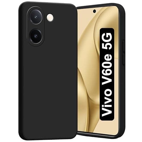 SBMS Silicone Back Cover Case for Vivo V60e 5G | Soft Micro-Fibre Lining Inside | Camera Protection Bump | Shockproof Back Cover Case for Vivo V60e 5G (Candy Cloth_Black)