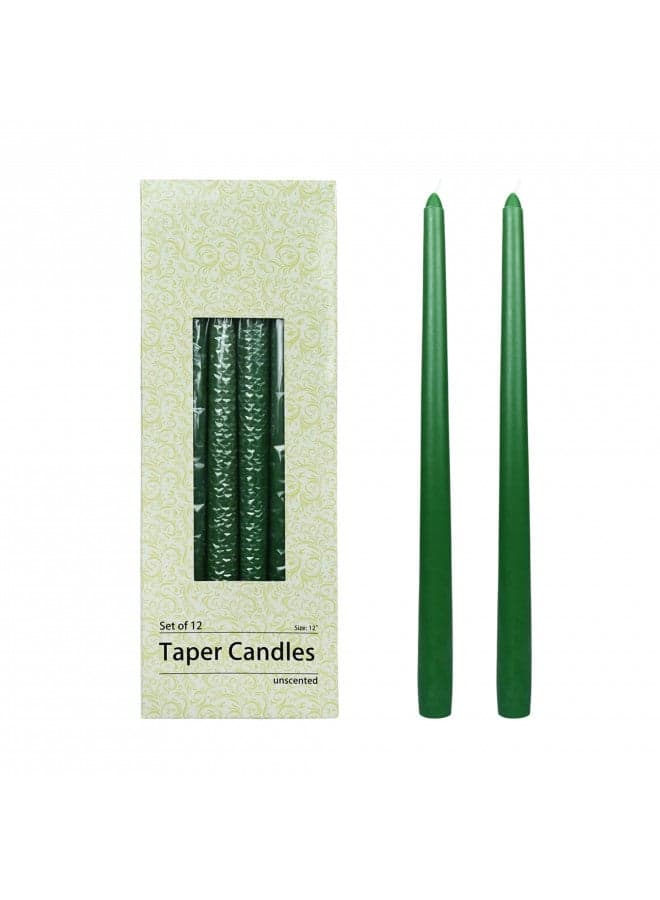 Zest Candle 12-Piece Taper Candles, 12-Inch, Hunter Green