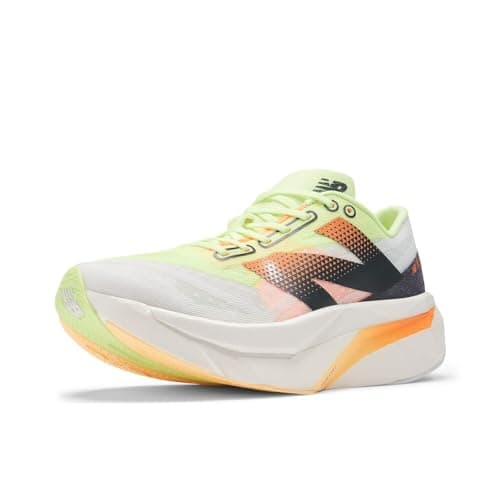 New Balance Women's FuelCell SuperComp Elite V4 Running Shoe, White/Bleached Lime Glo/Hot Mango, 5 Wide