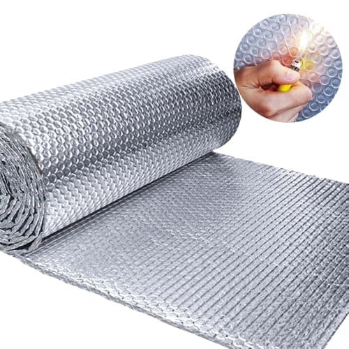 Double Reflective Insulation Foam 23.6inch×120Inch, 6MM Thick Reflective Window Insulation Radiant Barrier,B2 Fireproof Aluminum Foil Bubble Insulation Roll for Keep Heat, Thermal Insulation Shield