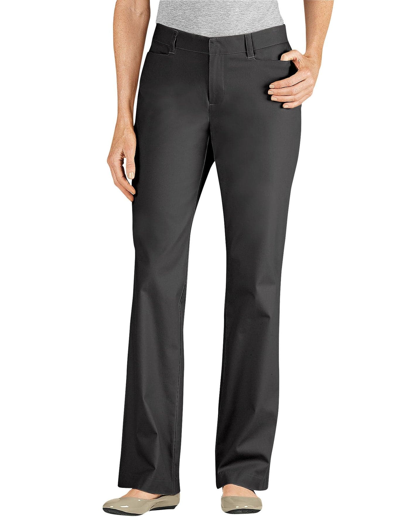 Dickies Women's Curvy Straight Leg Stretch Twill Pant, Black, 12 Regular