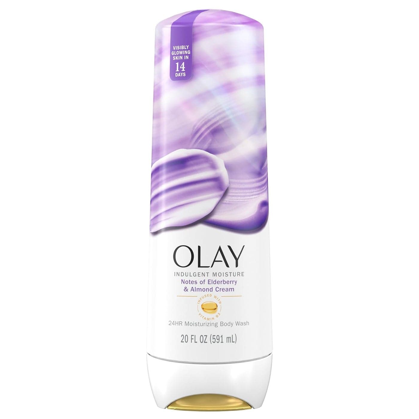 Olay Indulgent Moisture Body Wash for Women Infused with Vitamin B3 Notes of Elderberry and Almond Cream Scent 20 fl oz
