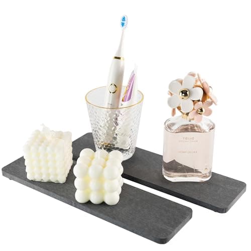 NiuYichee 2 Pcs Water Absorbing Stone Trays KitchenBathroom Sink Soap Dish Diatomite Tray Used for Hand Soap Cosmetic Bottles in The Modern Home 315 W x 118 L Dark Gray