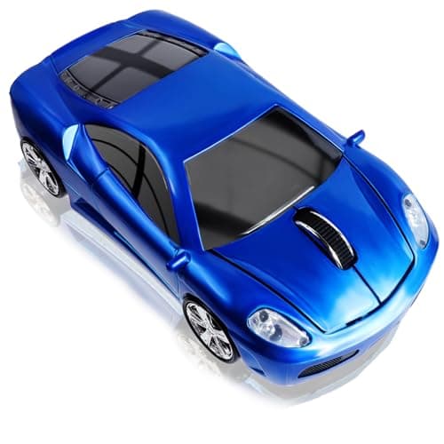 elec Space Wireless Mouse, 2.4GHz Cool Sport Car Shape Wireless Mouse Optical Cordless Mice with USB Receiver for PC Laptop Computer Notebook 1600 DPI-Blue