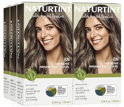 Naturtint 6N Dark Blonde Permanent Hair Color Pack of 6 Ammonia Free Vegan Cruelty Free up to 100 Gray Coverage Long Lasting Results Packaging may vary