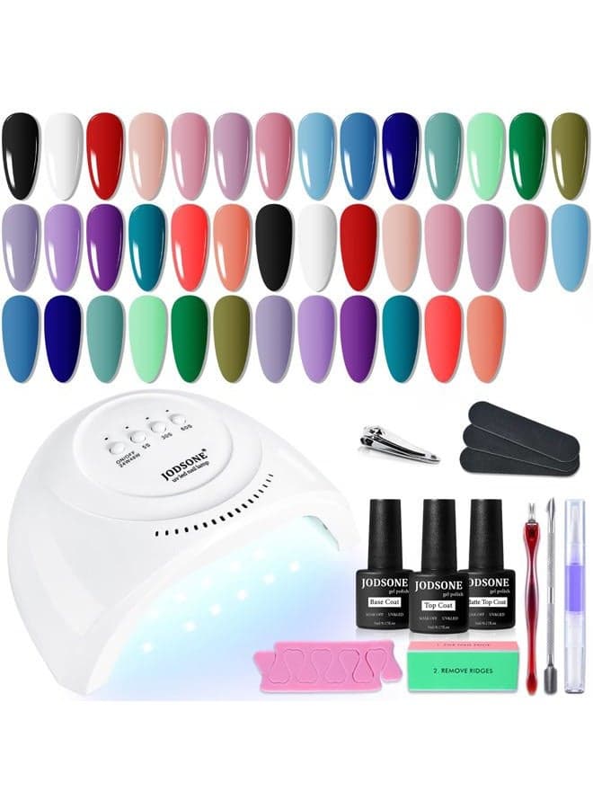 20 Colors Gel Nail Polish Kit with U V Light Base Top Matte Coat High Shine Vibrant Nail Gel Equipped with Manicure Tools