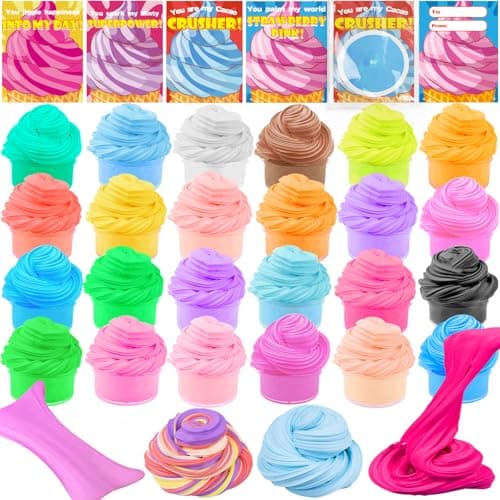 AMENON 28 Pack Butter Slime Kit Putty Valentines Day Gifts for Kids Stress Relief Fidget Toys with Valentines Day Cards for Kids School Classroom Exchange Prizes Party Favors Toddlers Boys Girls