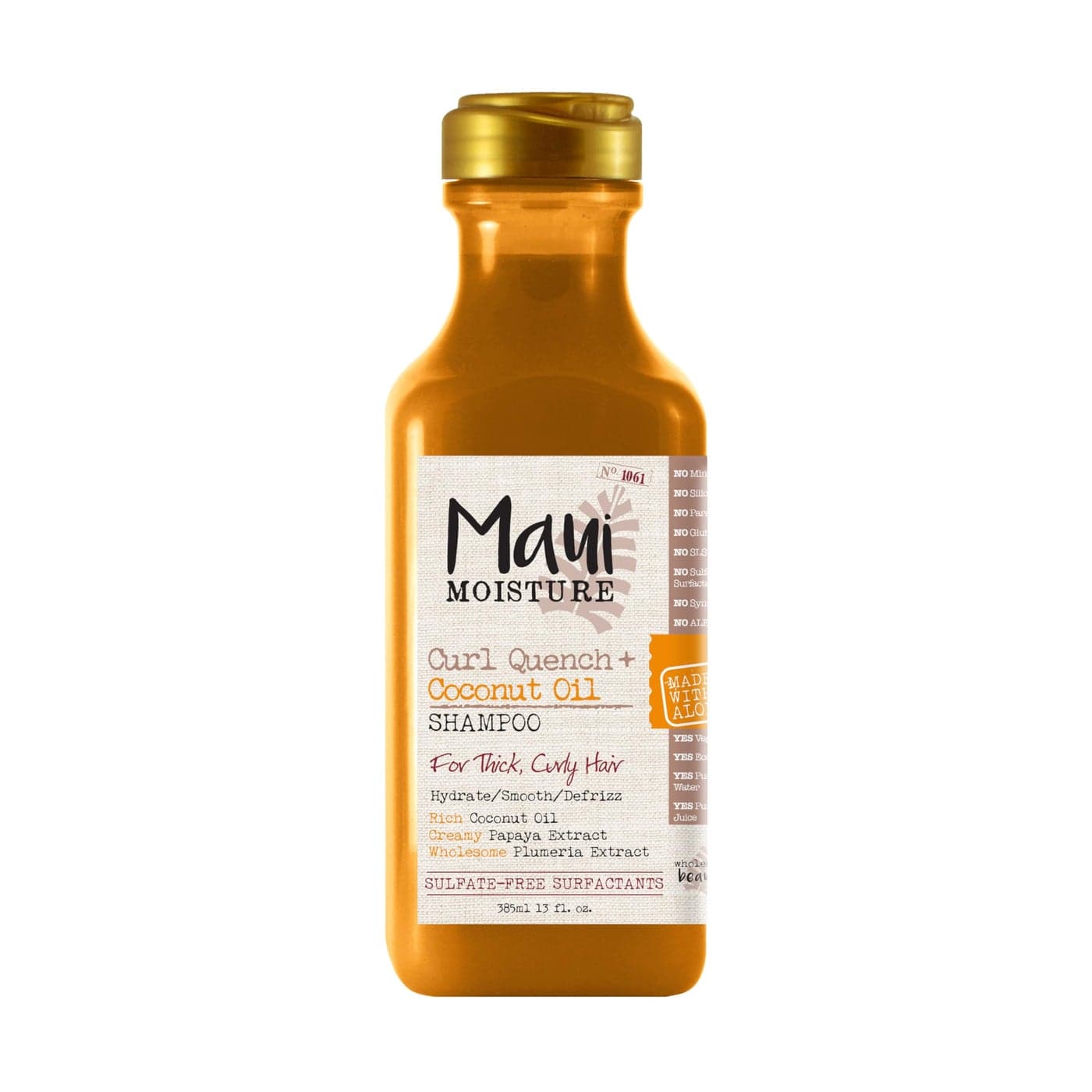 Maui Moisture Curl Quench Coconut Oil CurlDefining AntiFrizz Shampoo to Hydrate and Detangle Tight Curly Hair Softening Shampoo Vegan Silicone ParabenFree 13 fl oz