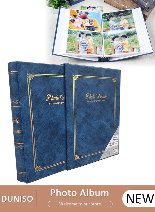 200 Pockets Foil Stamping Photo Album for 6 Inches Photos Portable Photo Album for Family Wedding Boys Girls