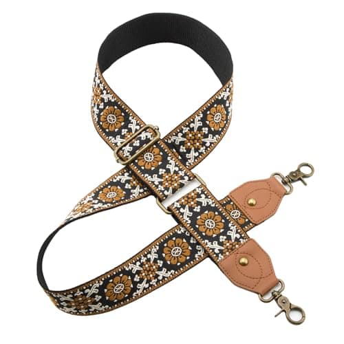 Dksongr Purse Strap Replacement Crossbody Adjustable Bag Strap Retro Jacquard Embroidery Wide Shoulder Strap for Women Handbags