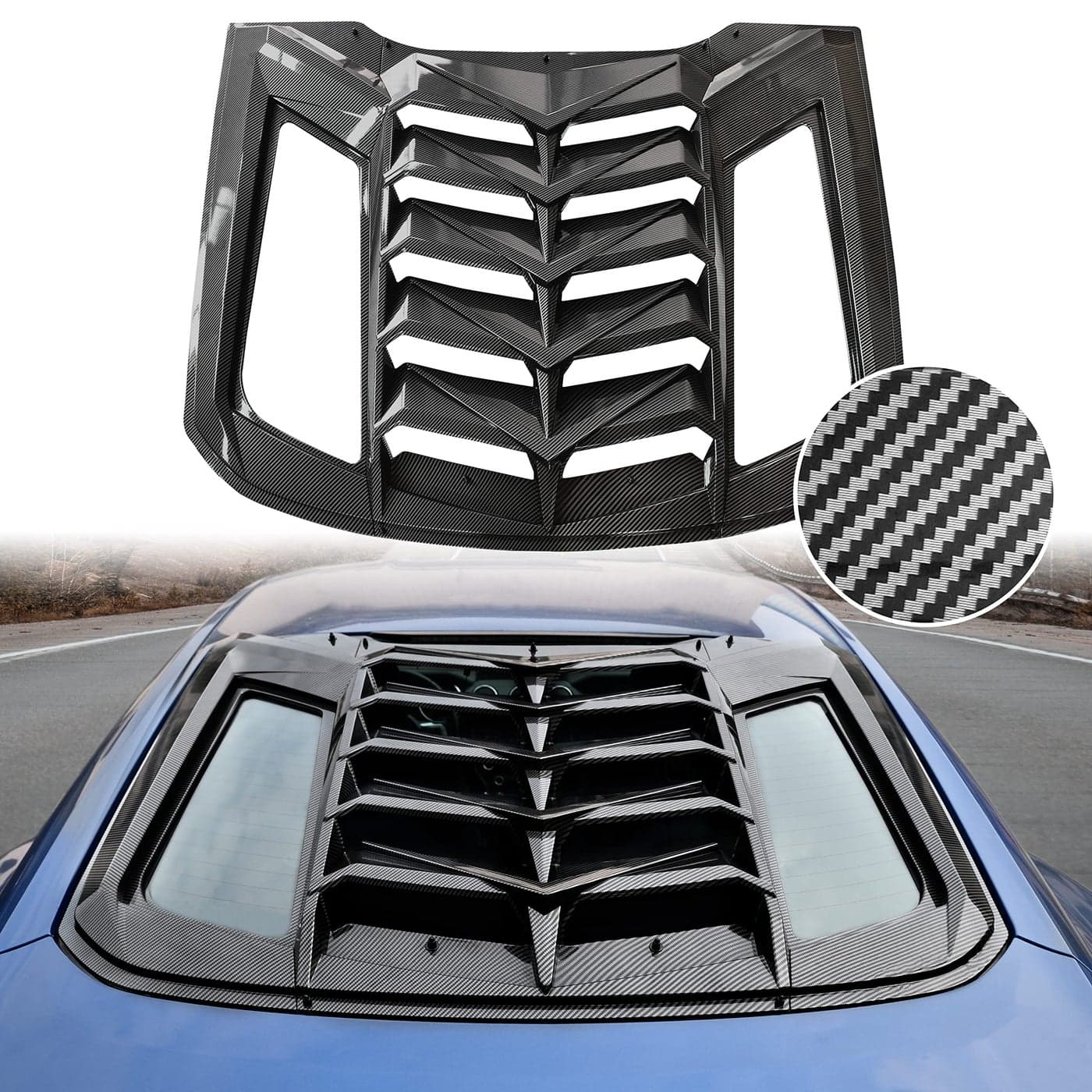 KEWISAUTO Rear Window Louver for Ford Mustang 20152023 Window Louver Windshield Decoration Vent GT Lambo Style for Ford Mustang 20152023 Accessories Carbon Fiber Style