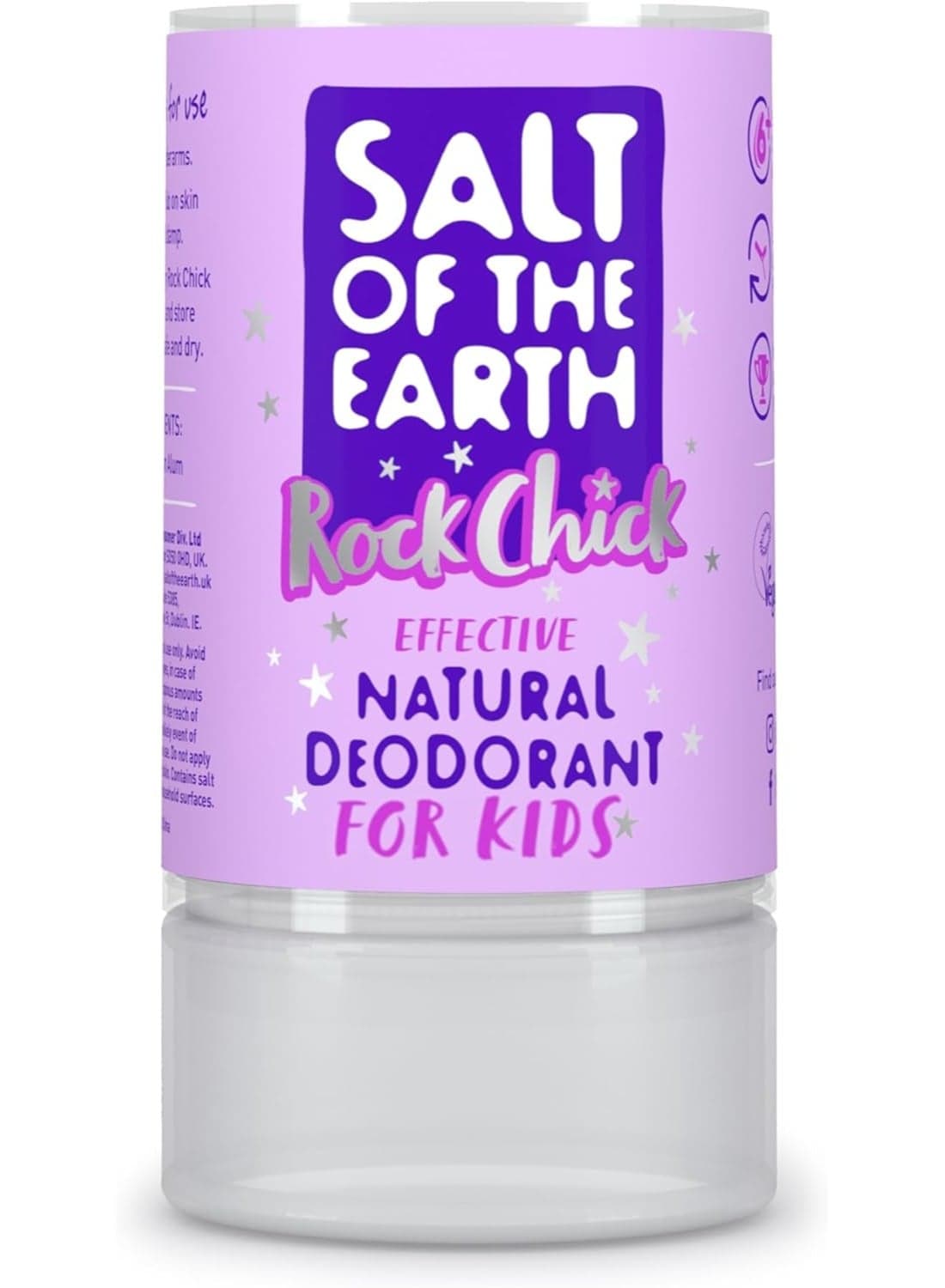 Salt Of the Earth - Natural Deodorant Crystal - Fragrance Free, Vegan, Long Lasting Protection - 100% Natural Origin Ingredients, Cruelty Free - Rock Chick Kids Deodorant - 90 g — 90G