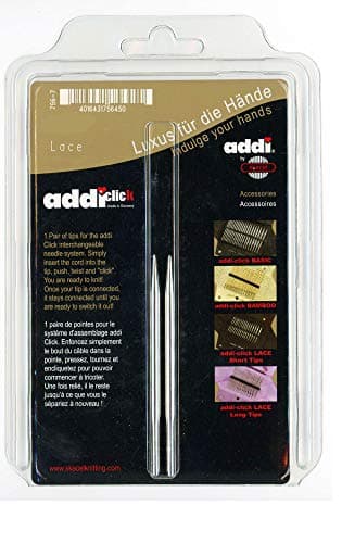 addi Click Interchangeable Knitting Needle Tips Short Rocket Lace Set 3.25 inch (8cm) US 06 (4.0mm)