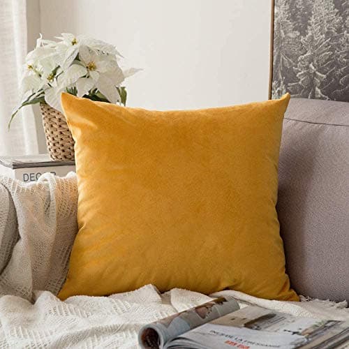 Khooti Velvet Cushion Cover, 30x30 | Gold | Pack of 1 | Solid Plain Soft & Smooth, Decorative Cushion Covers for Living Room, Bedroom, Couches, Chairs, Sofas, Beds & Home Decor