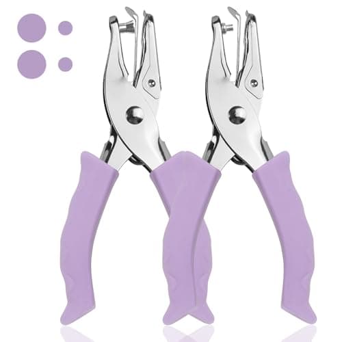 Single Hole Punch 2 Pcs Hand Hole Puncher with Soft Grip Handle 14 and 18 Small Hole Paper Punch for Crafts Scrapbooks 6 Sheets Capacity Tags Tickets Purple
