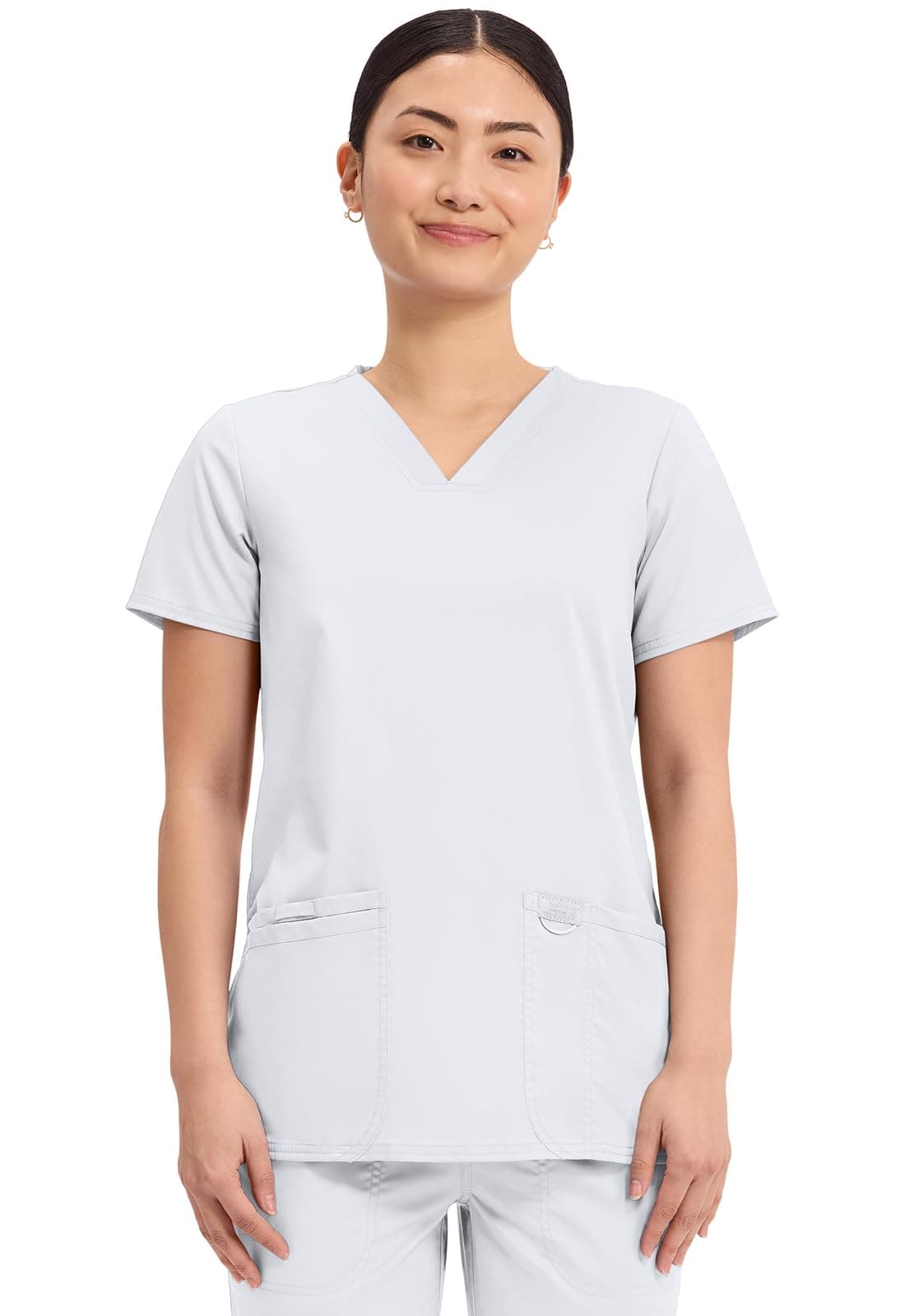 Cherokee Women's V-Neck Top, White, X-Large