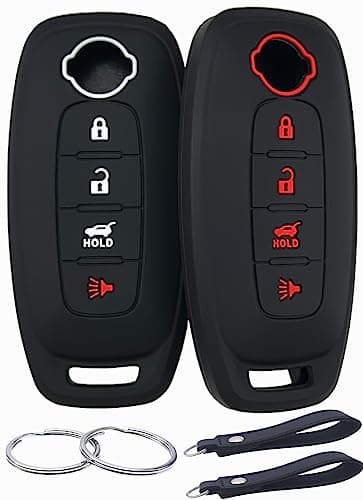 REPROTECTING Silicone Rubber Key Fob Cover Compatible with Nissan Pathfinder Rogue Versa Sentra SV Ariya 20232026 4 Buttonscar Trunk BlackBlack