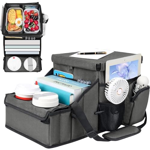 UTOLOVE Car Organizer for Front Seat Organizer and Storage, Collapsible Car Caddy, Passenger Seat Organizer with Partitions & Cup Holders, Car Organization for kids and Adults (Grey)
