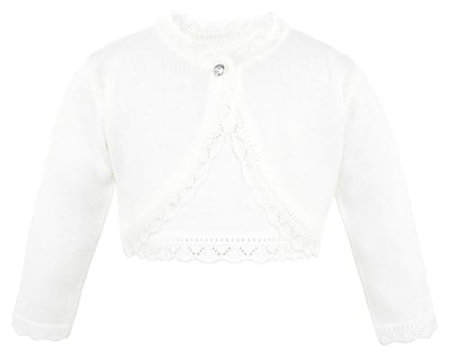 Lilax Little Girls' Knit Long Sleeve Button Closure Bolero Cardigan Shrug 7 Cream