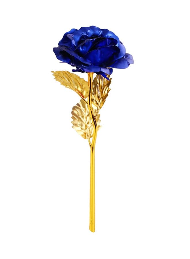 24K Gold Plated Rose With Stand Blue/Gold 26x9.5centimeter
