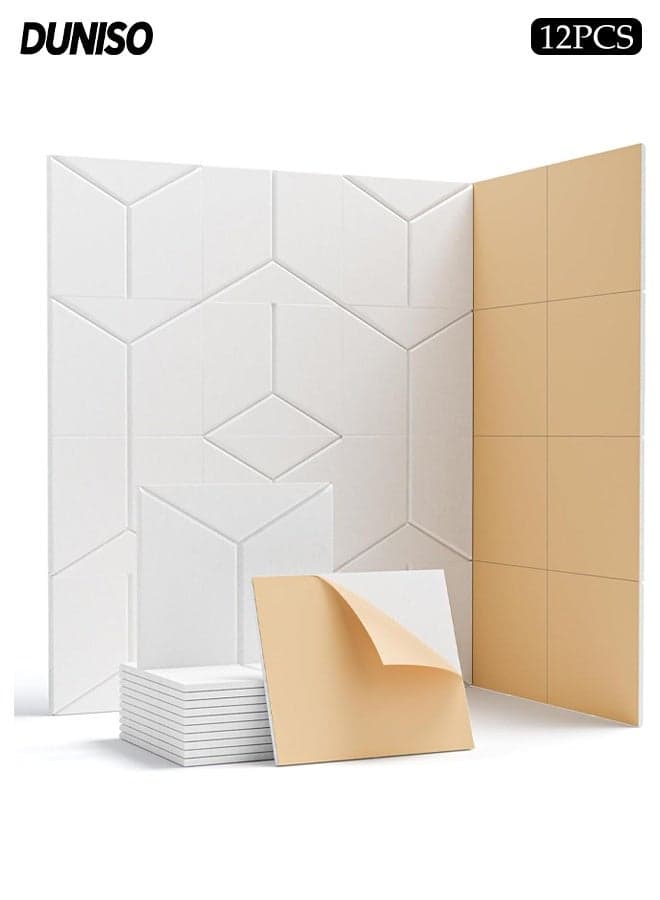 12 Pack Acoustic Wall Panels with Self-Adhesive, Sound Proof Foam Panels, Decorative Soundproof Wall Panels, Sound Proof Absorbing Tiles for Home&Offices,30 X 26 X 0.9CM