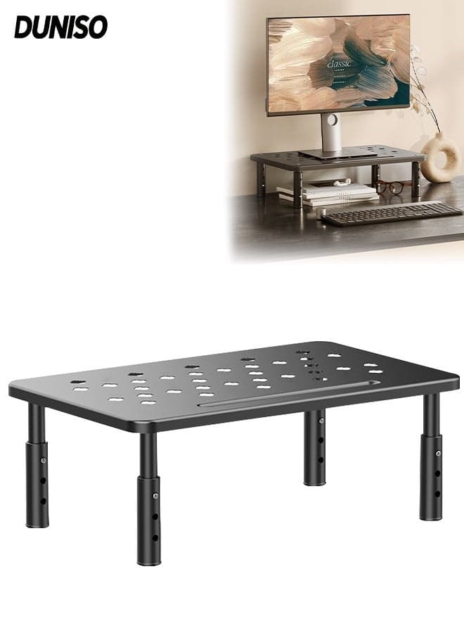 Computer Monitor Stand,3 Height Adjustable Monitor stands,Monitor Stand Riser with Ventilated Platform for Airflow,Sturdy and Durable,for Desktop PC/iMac/MacBook/Printer,Black