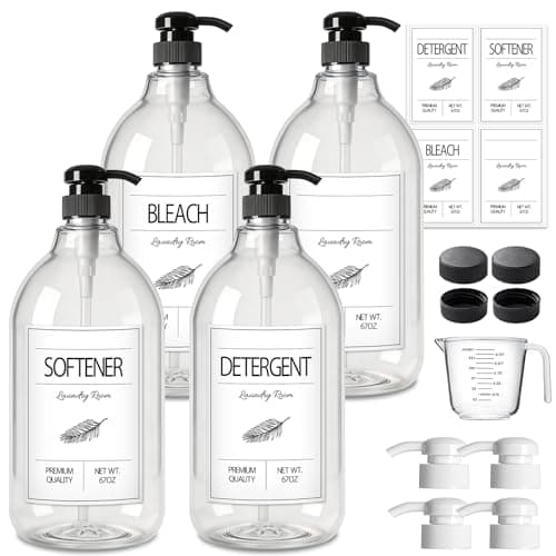 GMISUN Laundry Detergent Soap Dispenser Liquid Laundry Detergent Dispenser Container for Farmhouse Room Decor Organizer for Liquid DetergentSoftenerBleach Storage Bottle64 Oz Set of 4
