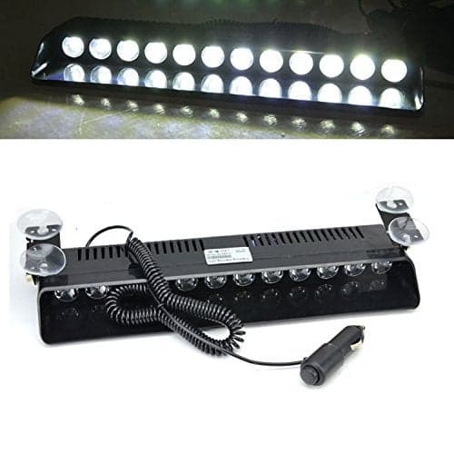 PACASK 12 LED Windshield Warning Light 12W 12V Dashboard Interior Car Truck Emergency Strobe Flash Light (white)