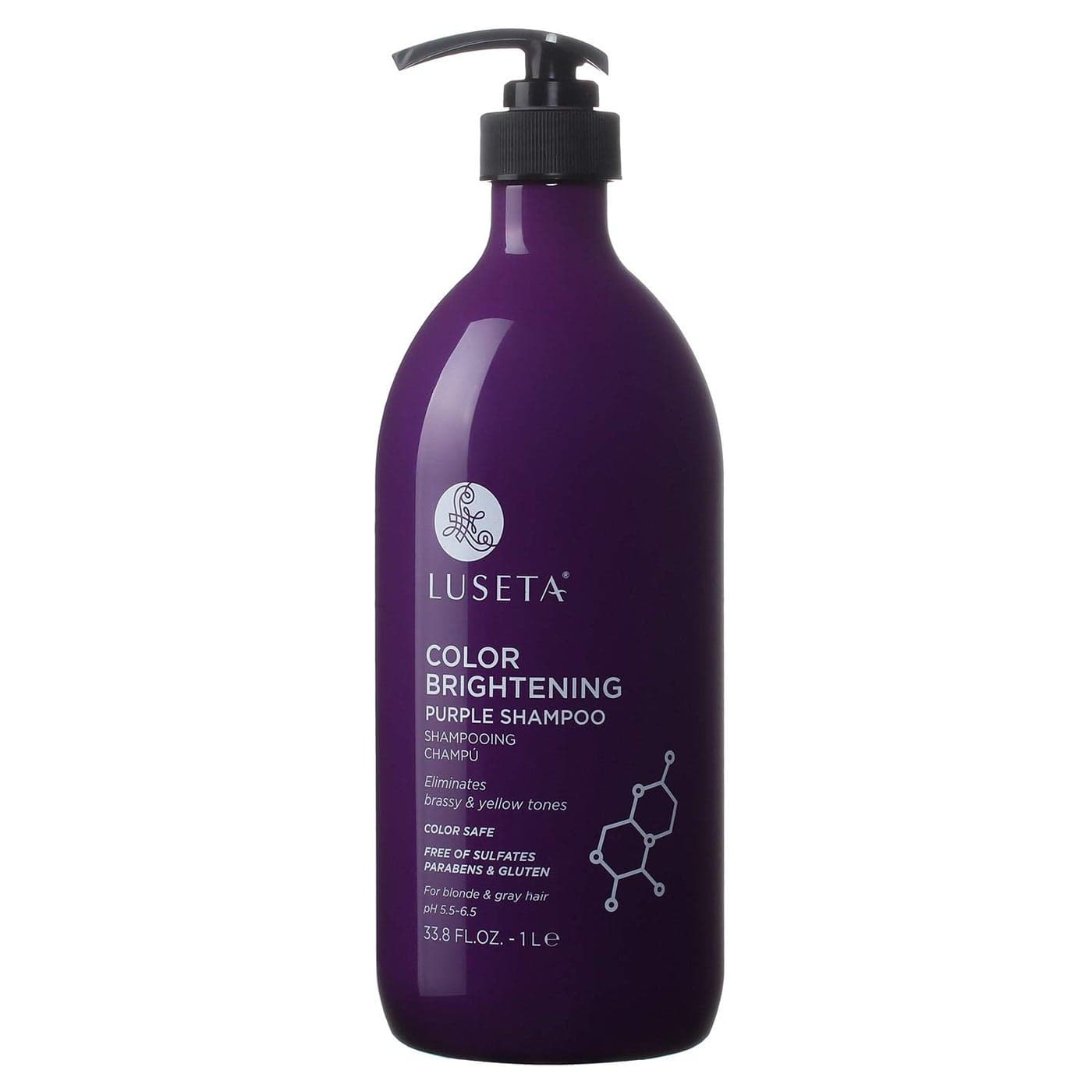 Luseta Color Brightening Purple Shampoo for Blonde and Gray Hair Infused with Cocos Nucifera Oil to Help Nourish Moisturize and Condition hair Sulfate Free Paraben Free 338oz