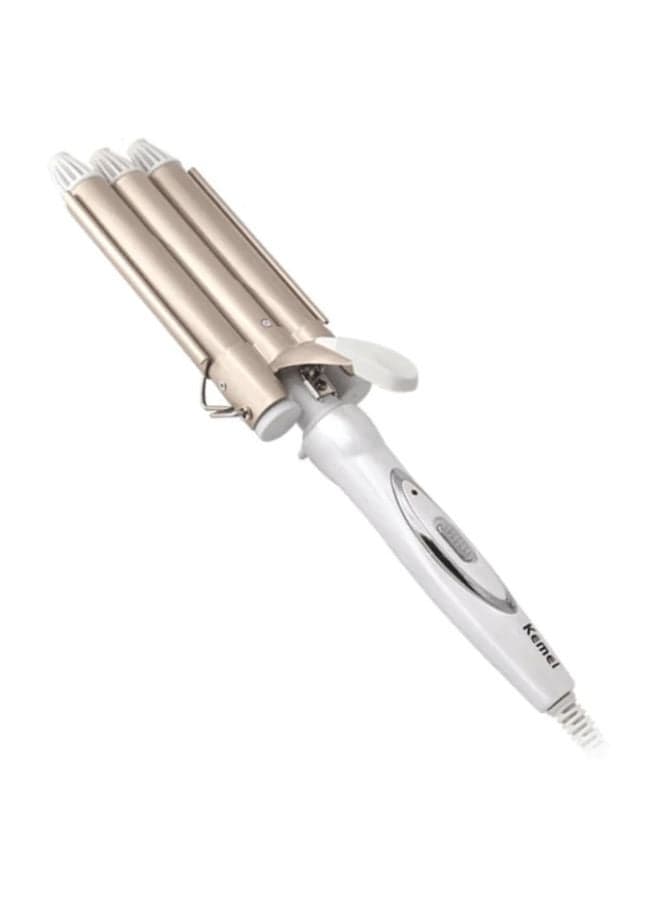 3 Barrel Portable Hair Curler Gold/White 40.5x10.7x8.2cm