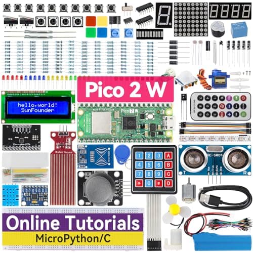 SunFounder Raspberry Pi Pico 2 W Ultimate Starter Kit with 110+Video Courses Online Tutorials, 96 Projects (16 IoT Projects), MicroPython, C++ (Compatible with Arduino IDE)