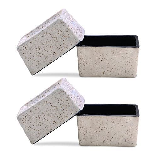 Caffeine Ceramic Stonwear Handmade Dual-Glazed Cream and Black Dip and Sauce (Set of 4, 40 ml) (Microwave & Dishwasher Safe)