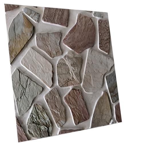 szgwtk 3D wall Panels Peel and Stick,Faue Stone Wall Panel,3D Texture PVC Waterproof Self Adhesive Decorative for Living Room Bedroom Kitchen Bathroom Interior wallboard 10PCS 11.81x11.81 inches